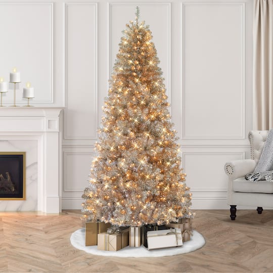 7.5ft. Pre-Lit Rose Gold Artificial Christmas Tree, Clear Incandescent Lights